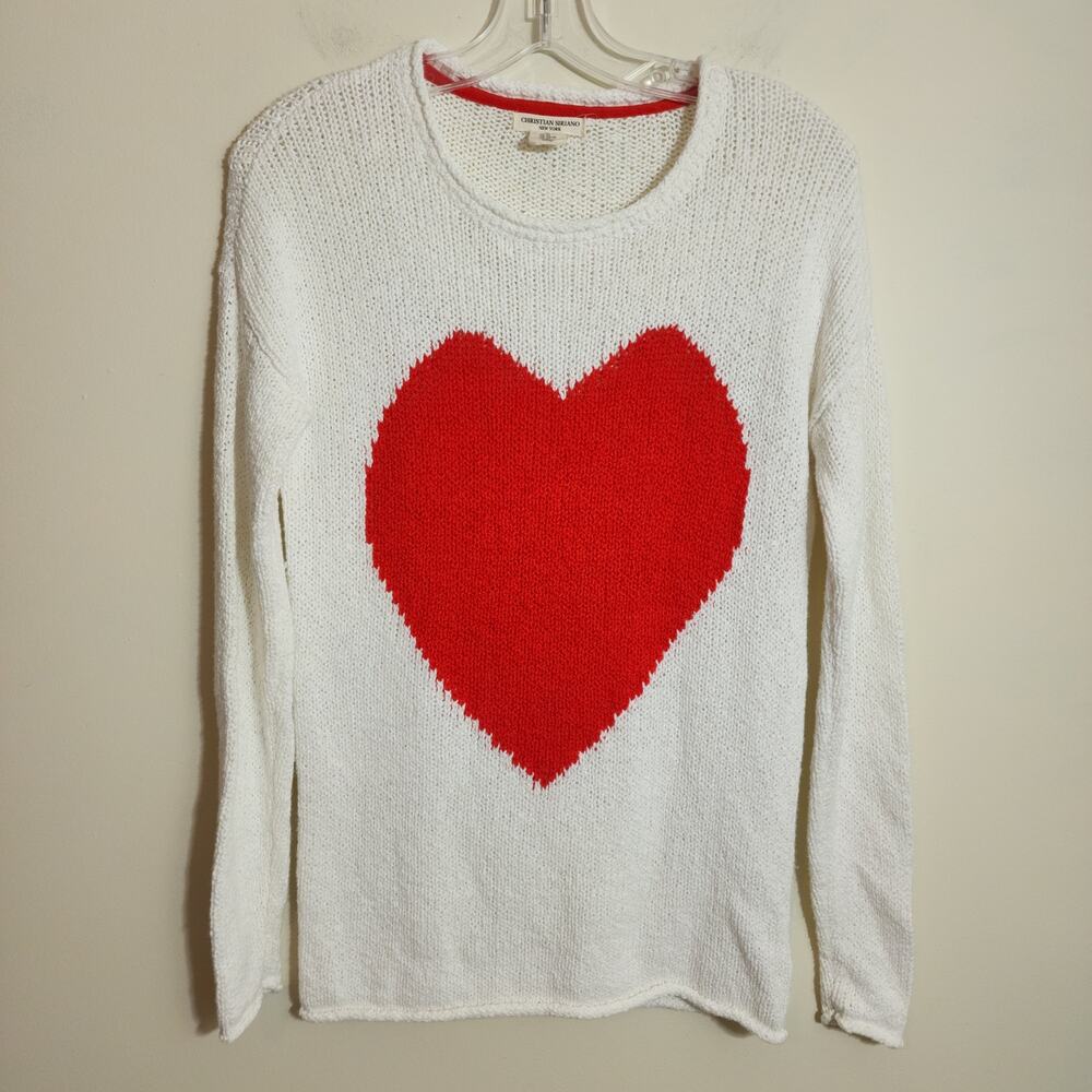 Christian Siriano open knit heart pattern long sleeve sweater woman's size‎ XS